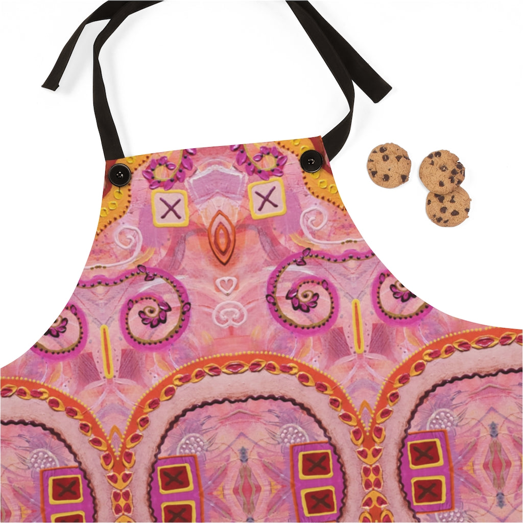 Pink Apron with pretty pattern on it