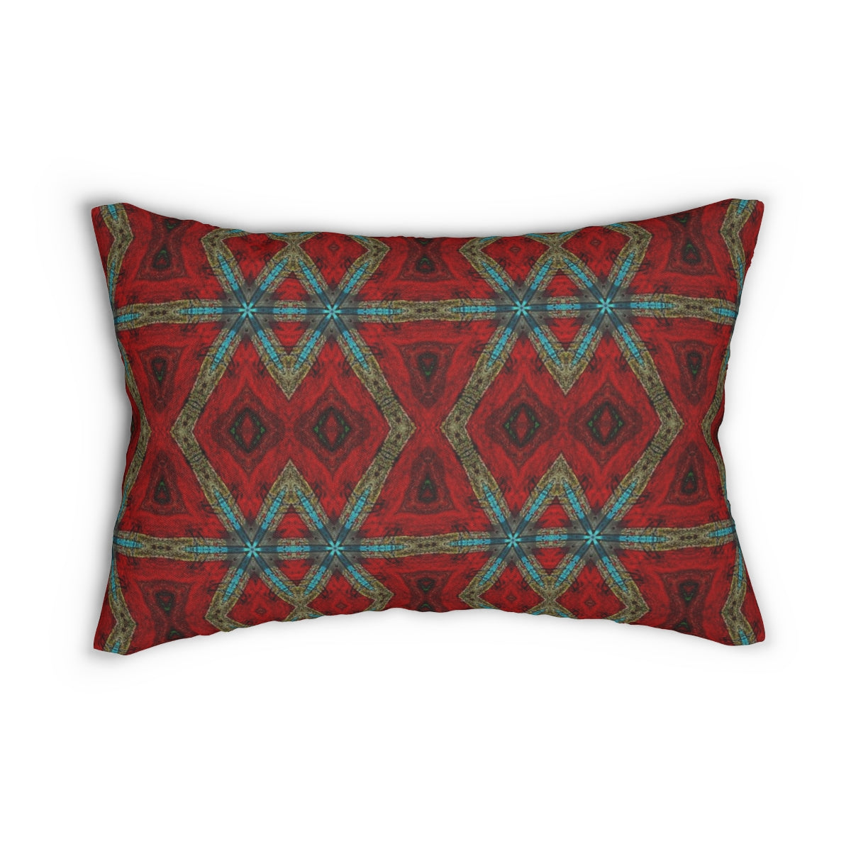 Red Aztec tartan lumbar pillow