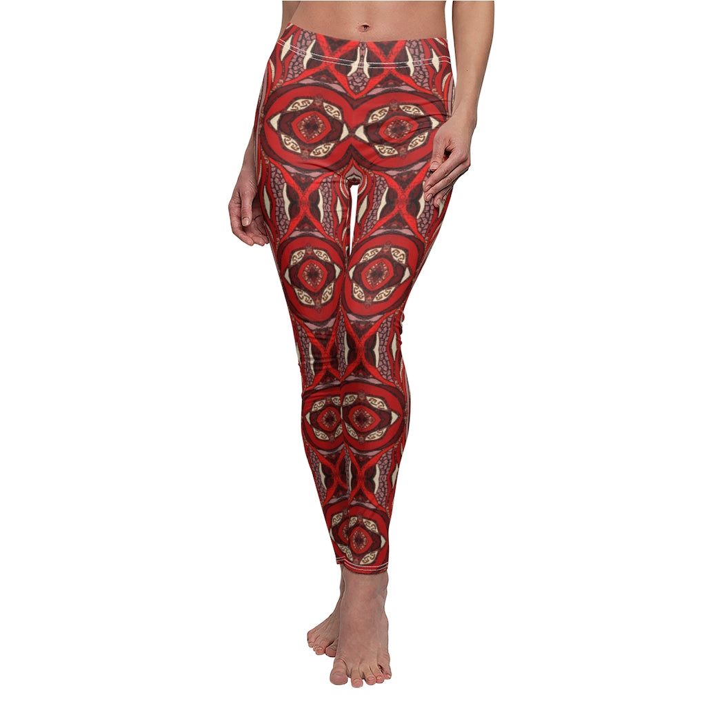 Red Leggings with cool patterns front view