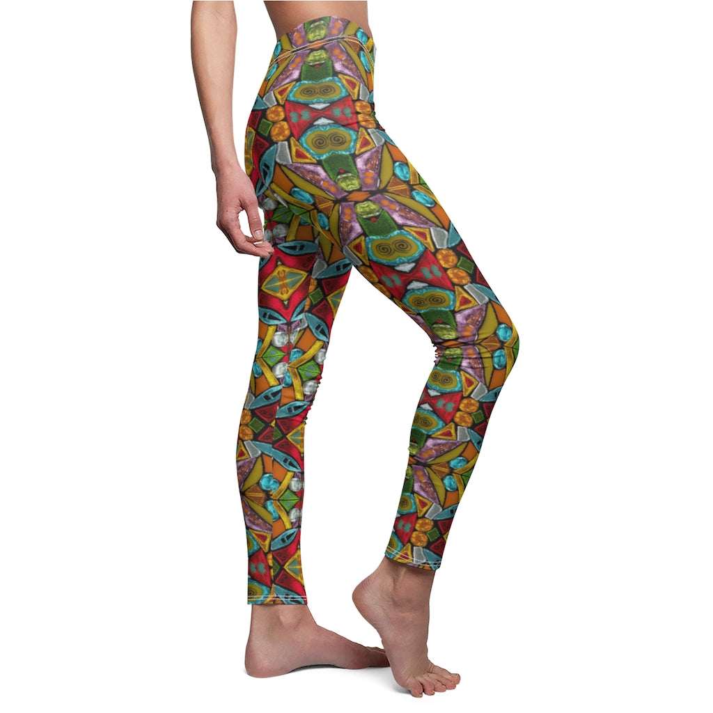 Sideview of leggings showing Abstraction designprint