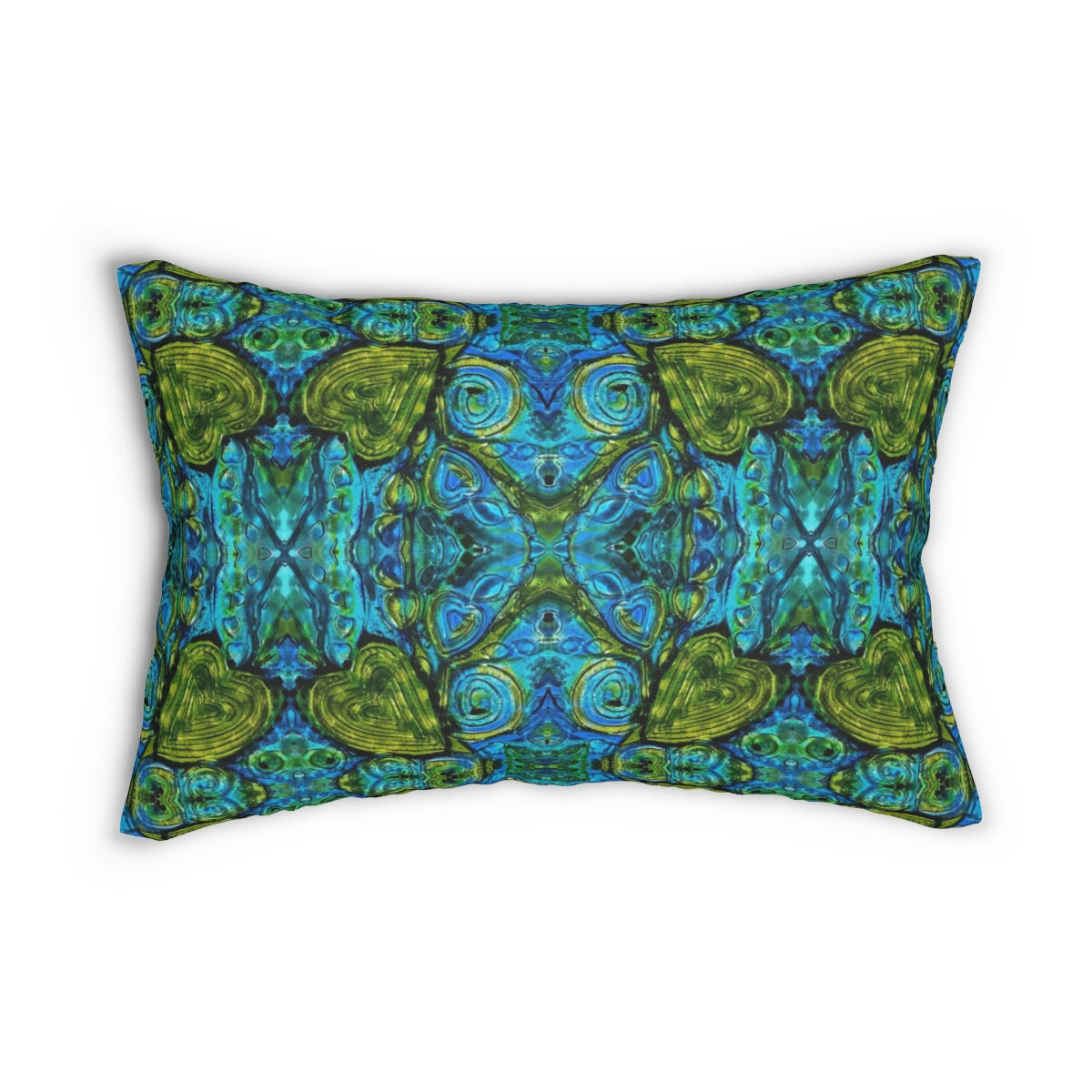 Wild Heart Lumbar throw pillow in blue green
