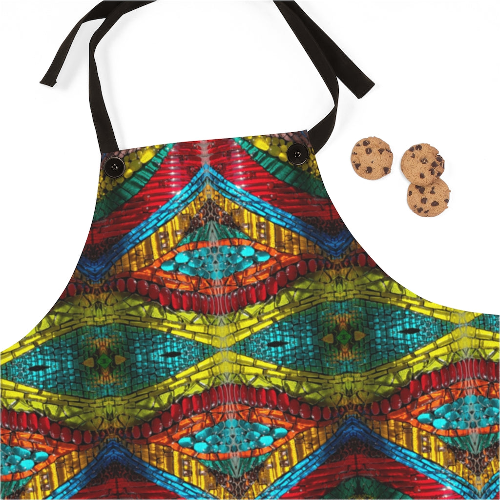 Apron with colorful rainbow glass pattern