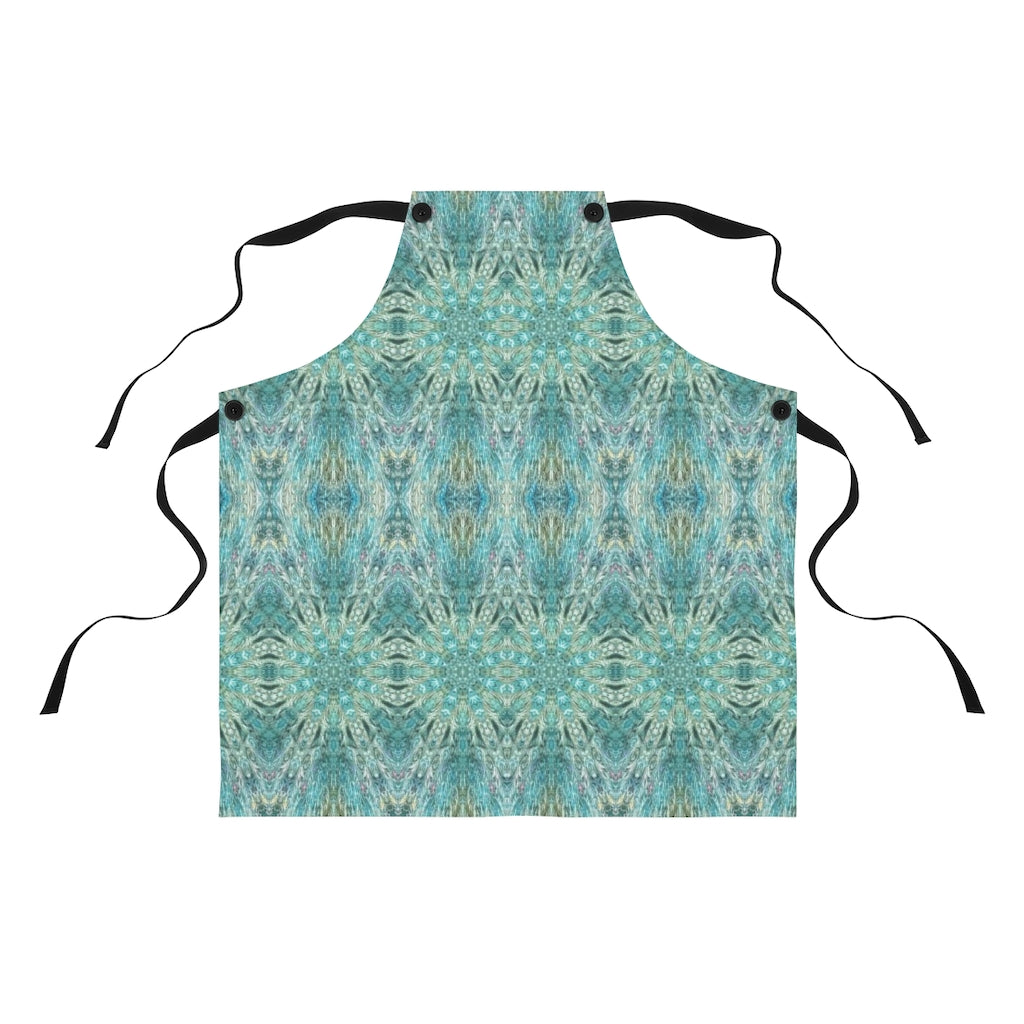 cooking apron with pretty blue pattern