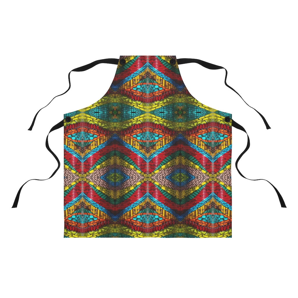cooking apron with rainbow colored design on it - full view