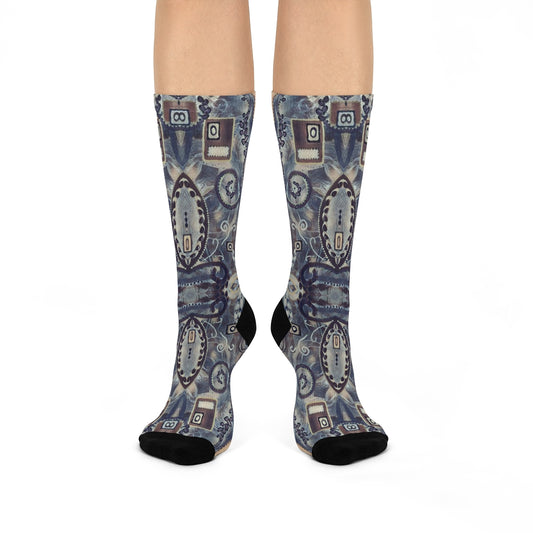 Cool socks with a silver designer print