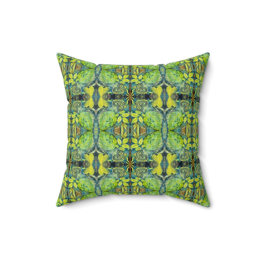 couch pillows with blue green designer print