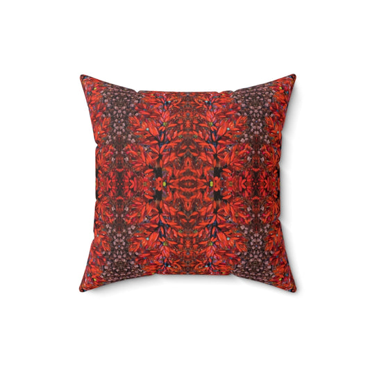 couch pillows with red designer print