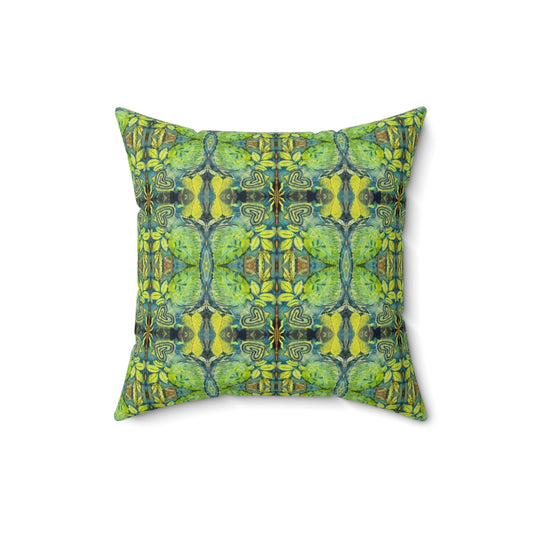 Decorative pillow in lime green with navy accents