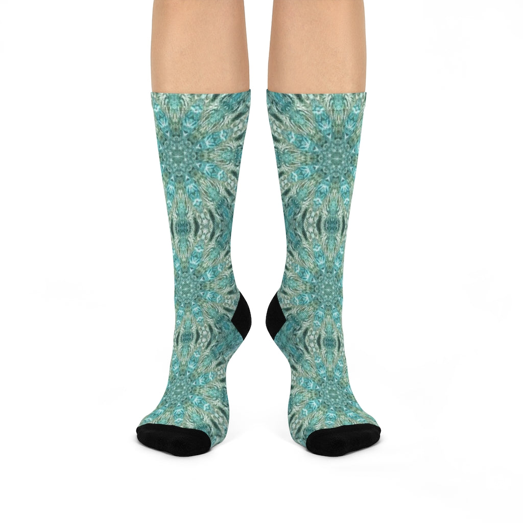 fun blue socks with sparkly design