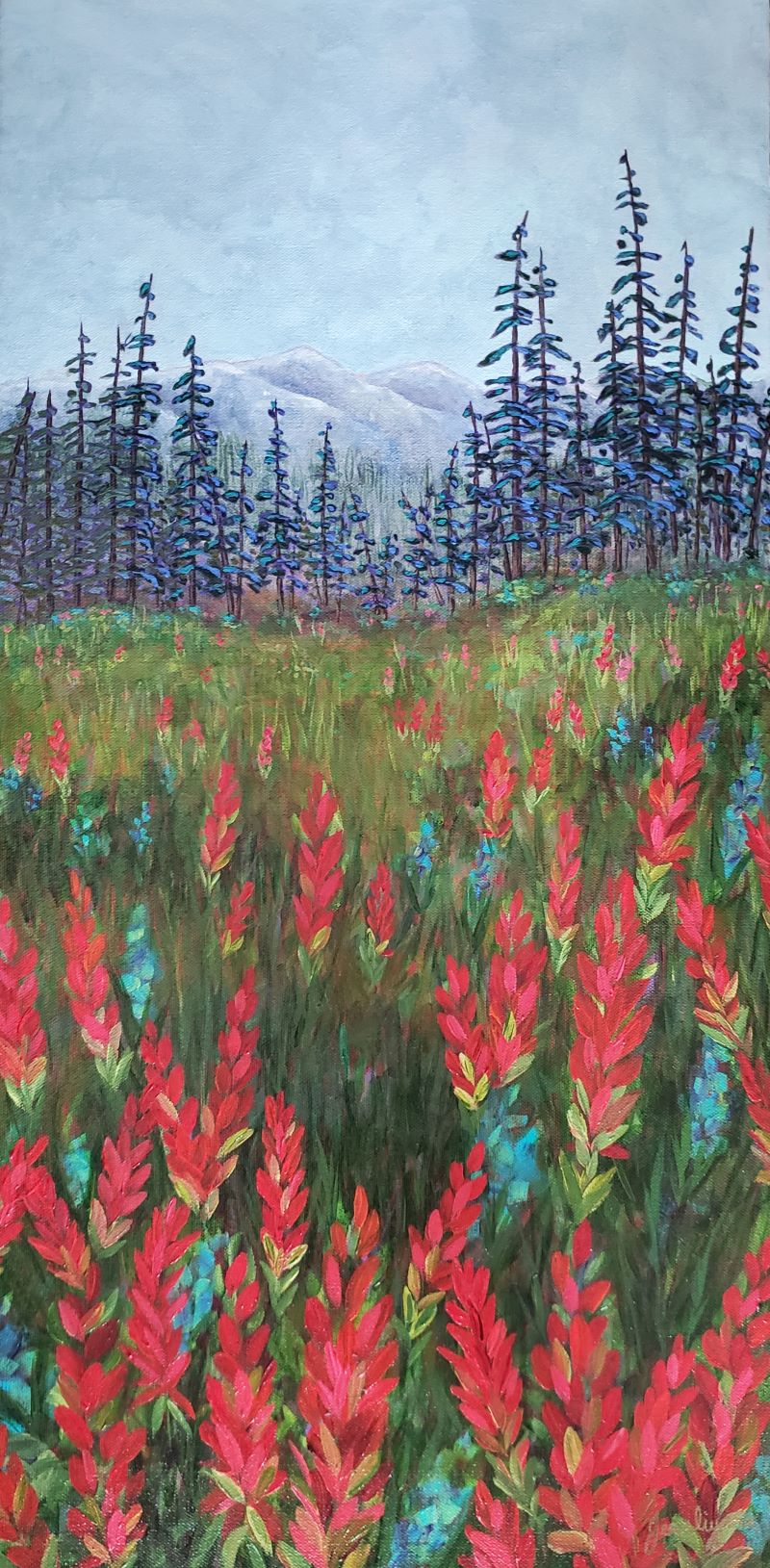 Mountain painting by jeweliyana Reece titled Call of the Kootenays