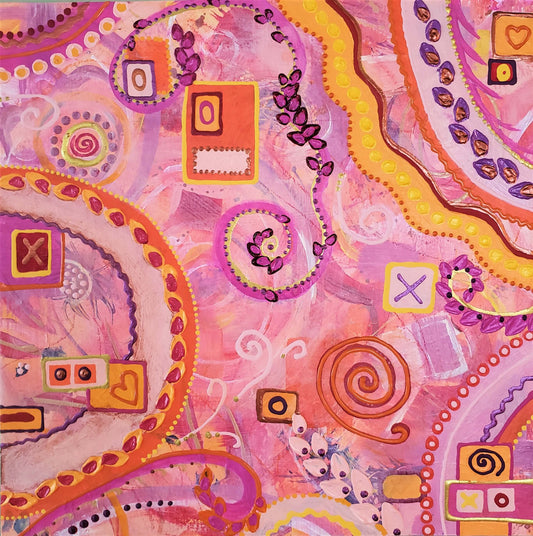 Happy 'n You Know It Pink abstract painting