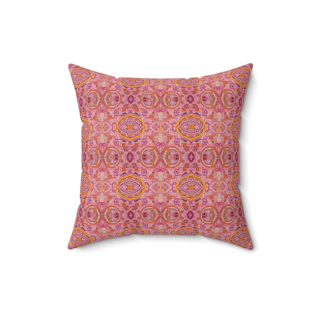 pink throw pillows with designer pattern