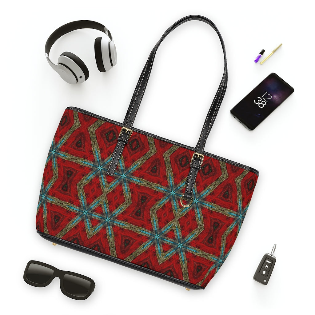 Red Purse shown with accessories