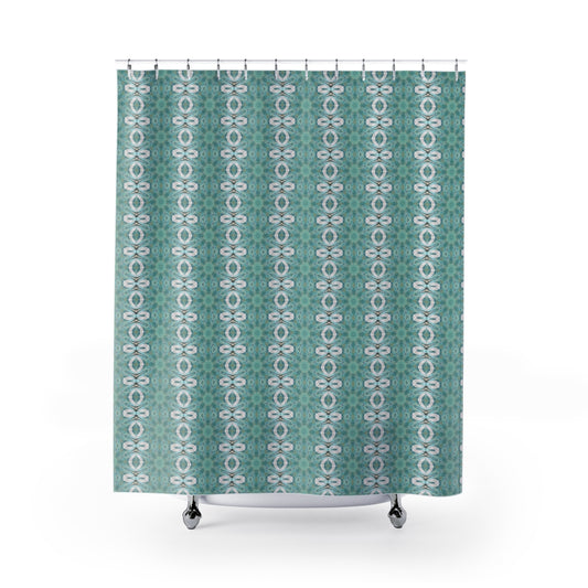 Light Blue shower curtain with design