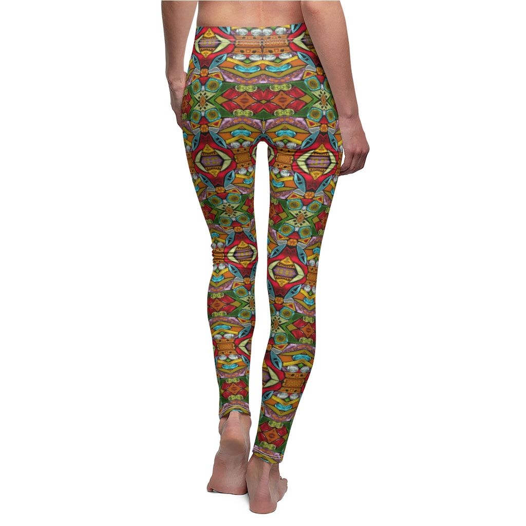 Back view of leggings with pattern called abstraction
