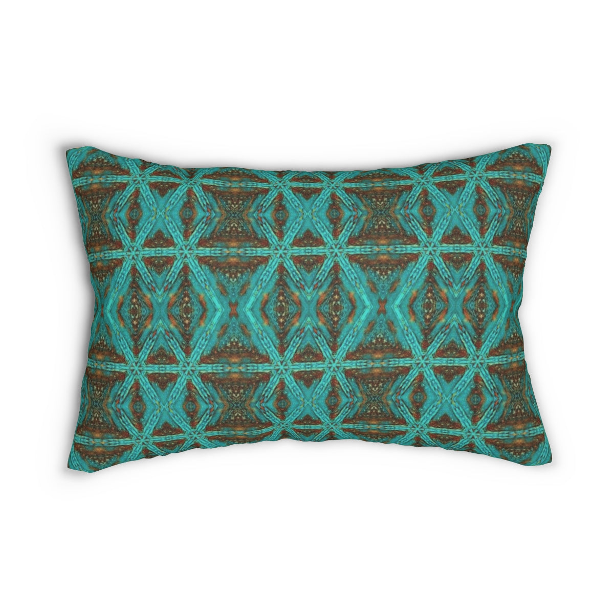 teal and brown lumbar support back pillow front view