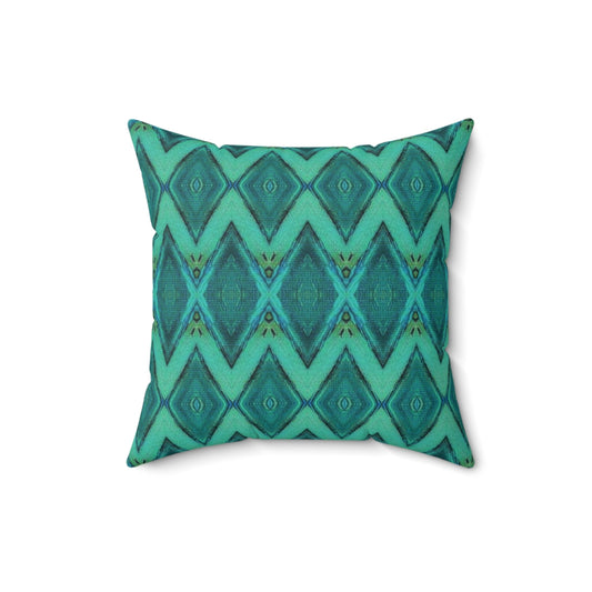 throw pillow with diamond pattern in aqua blue n teal