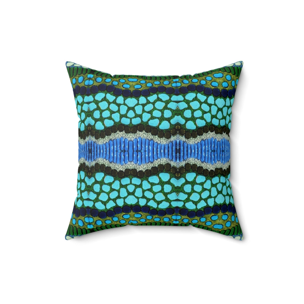 throw pillows with blue green art designer print