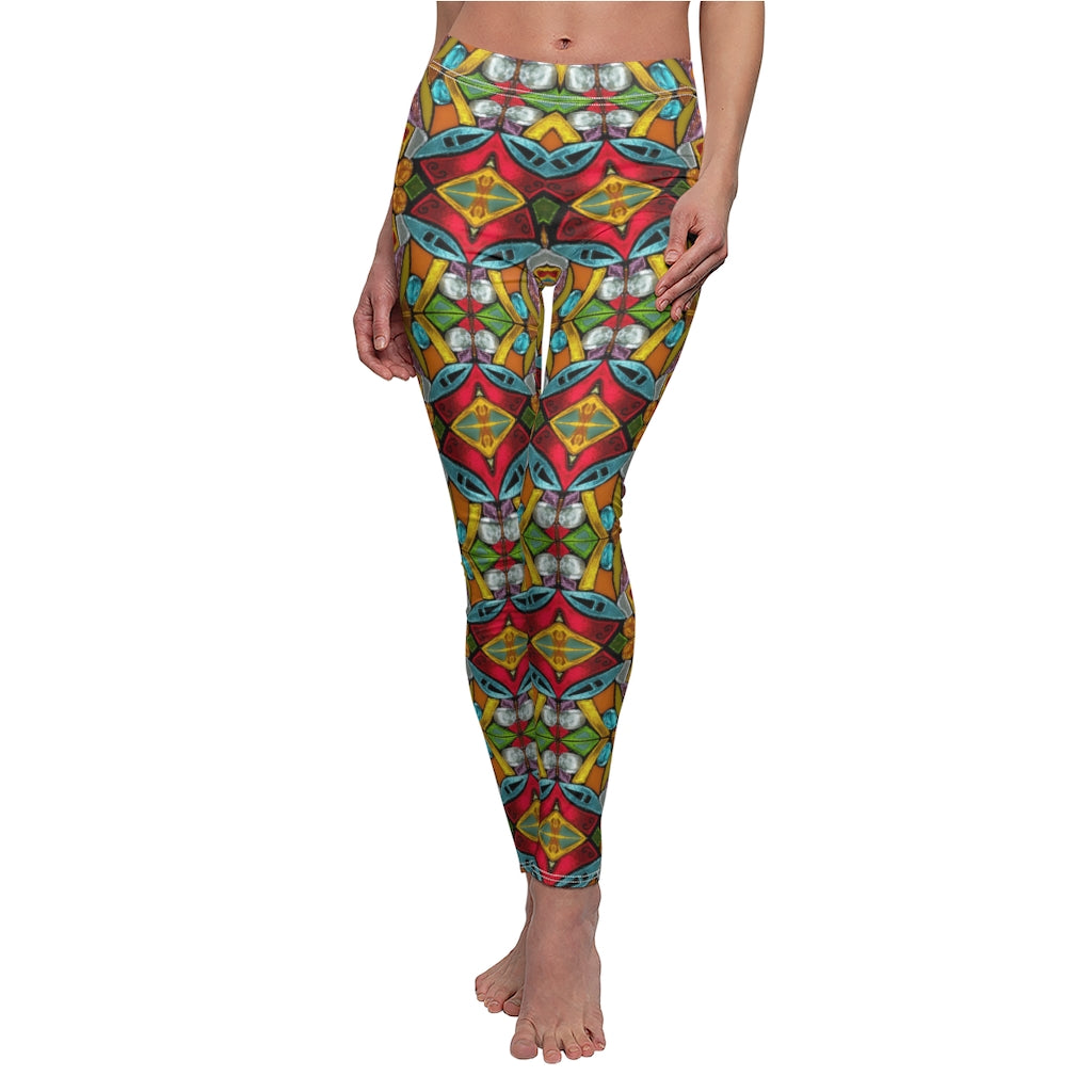Leggings with patterns that are abstract and colorful